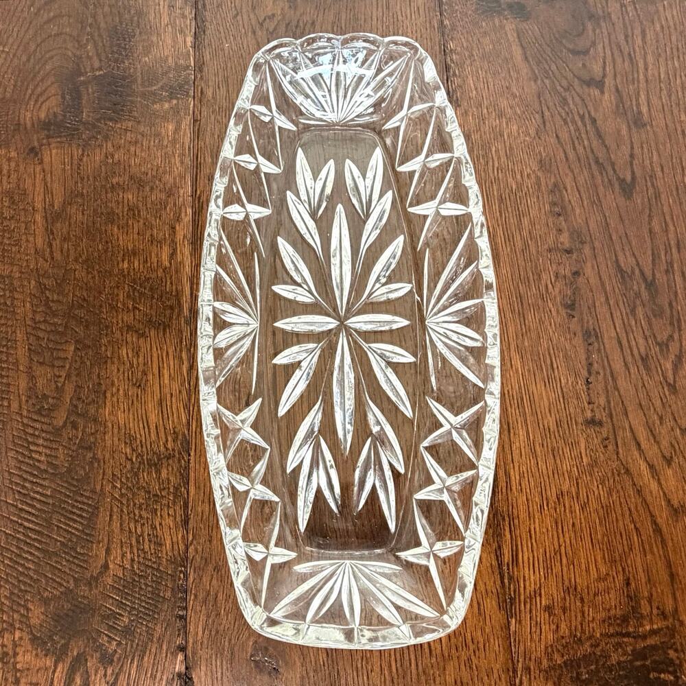 Vintage Hazel-Atlas Clear Glass Celery Dish –Serving Piece or Vanity Tray